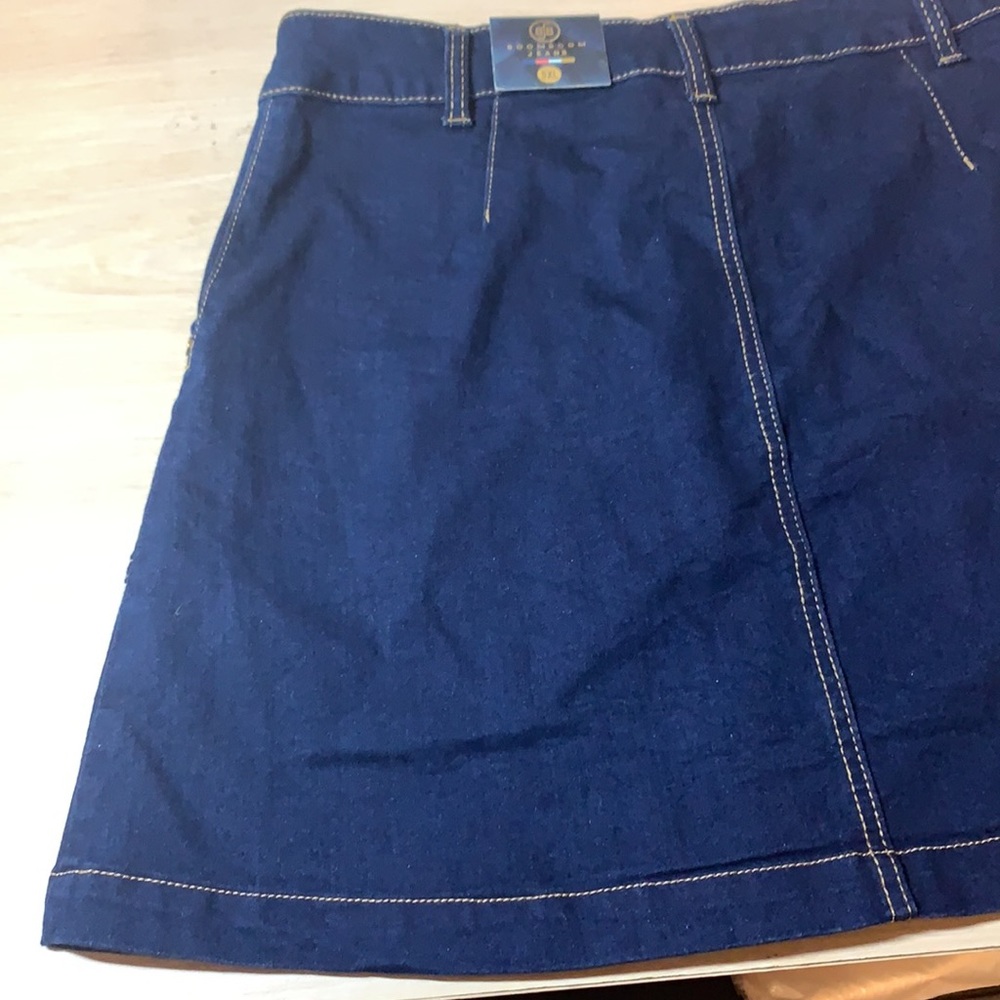 Boom Boom Jeans Dark Denim Button Fly Skirt - Picture 11 of 17